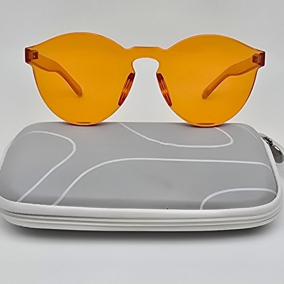Wear Me Pro Bailey 1049 Transparent Crystal Orange Round Sunglasses w/ Case 57mm - Picture 1 of 15